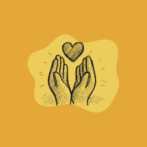 Icon, hands holding a heart