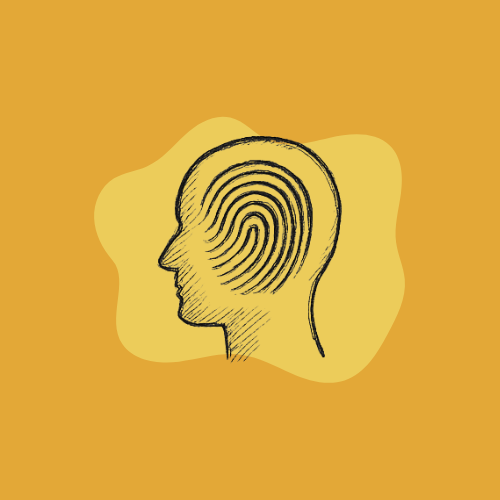 Icon, face profile with finger print