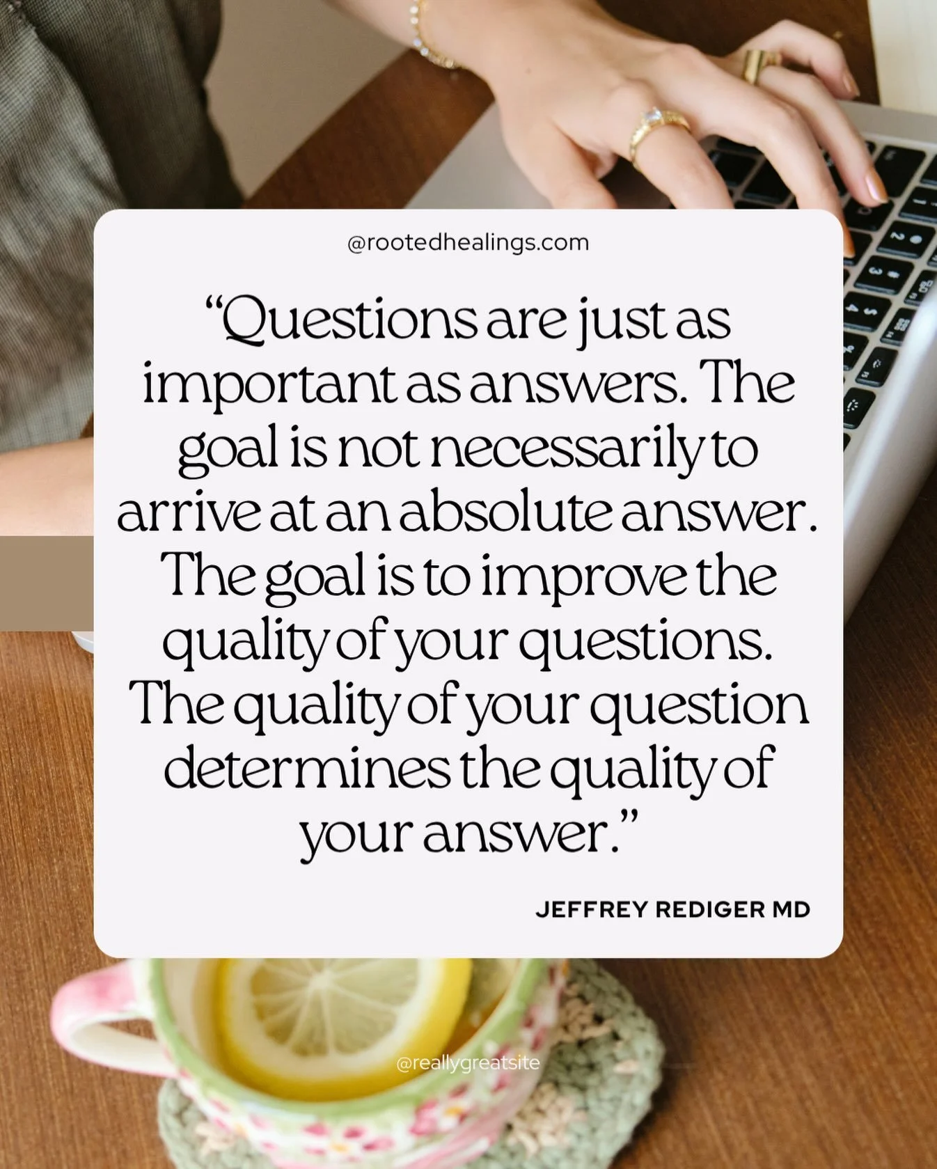 I am reading the book &ldquo;Cured&rdquo; by Jeffrey Rediger and this statement applies to so many aspects of life and especially to my line of work.  A reminder that there will be an answer to every question, the difference is what questions we ask.