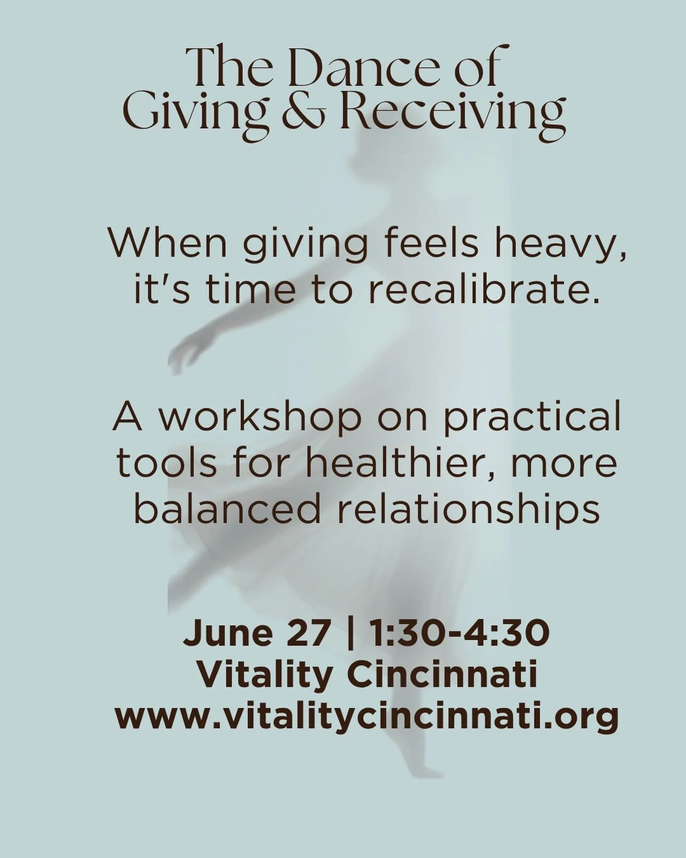 Finding balance in our relationships is not easy, especially with those closest to us.  Being aware of what and how much we give is not as intuitive as one would think.  Finding a healthy balance between giving and receiving is vital for our relation
