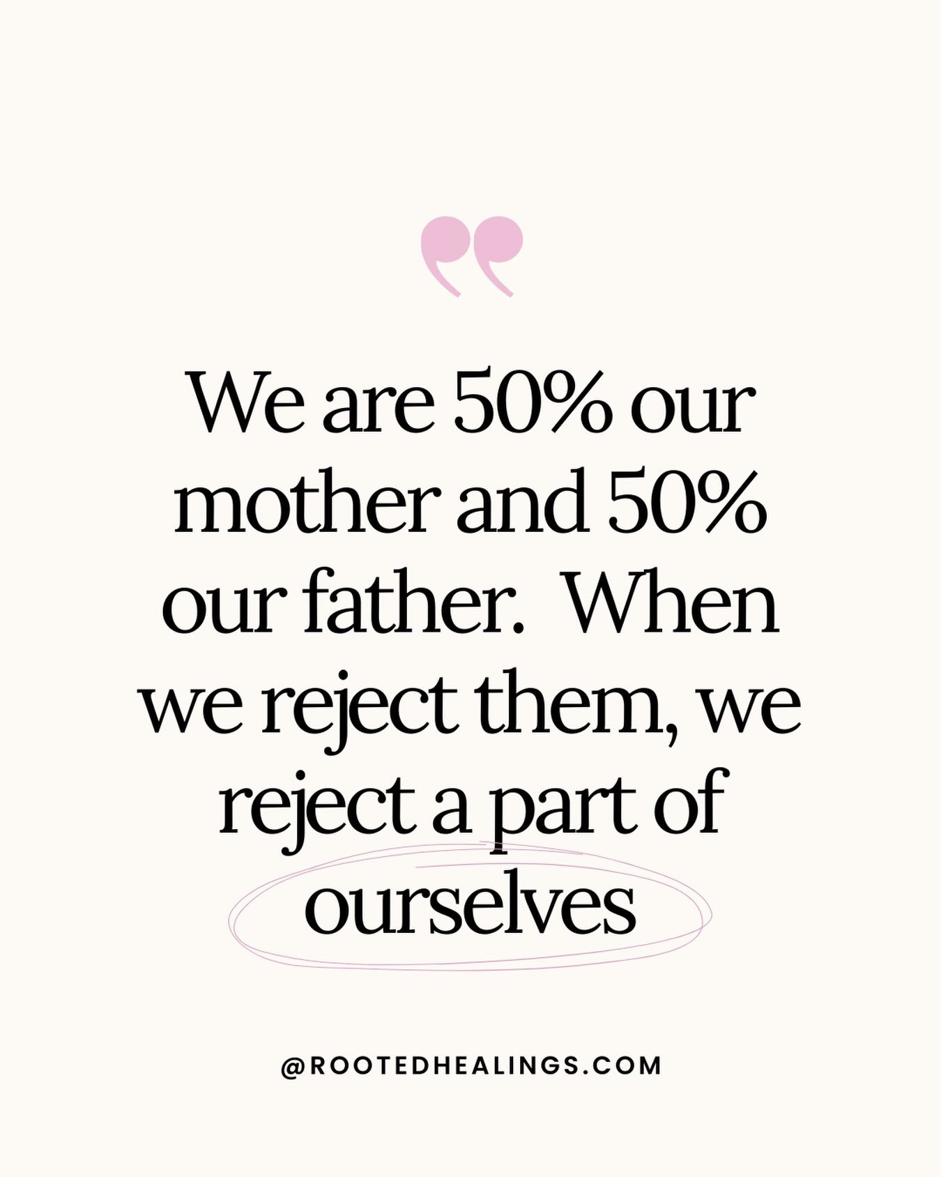 We work with Family Constellations to accept our parents, not to improve our relationship with them.  Some of us might have never even met them or might never get to see them again.  This is not about relationship, but it is about the bond that is un