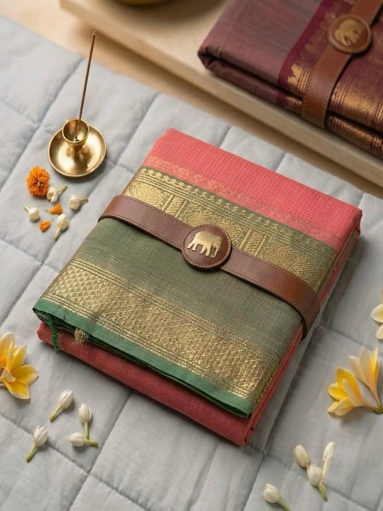 Salmon Pink - Chettinad Cotton Saree