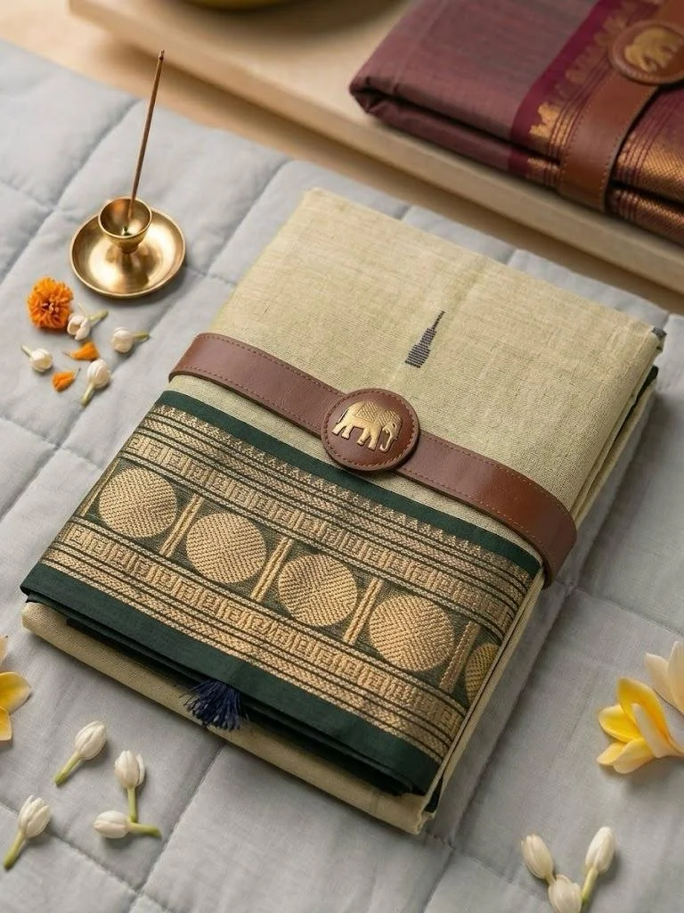 Olive Green - Chettinad Cotton Saree