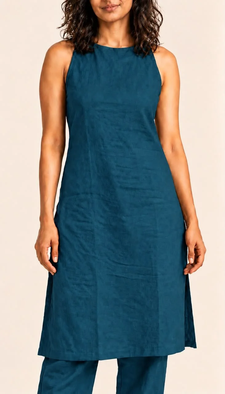 Teal Blue Linen Set Wear