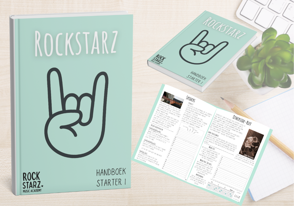 Muziek Gitaar lesboek, handboek,  gitaarleren volgens Rockstarz Formule. Beste en snelste manier ooit.