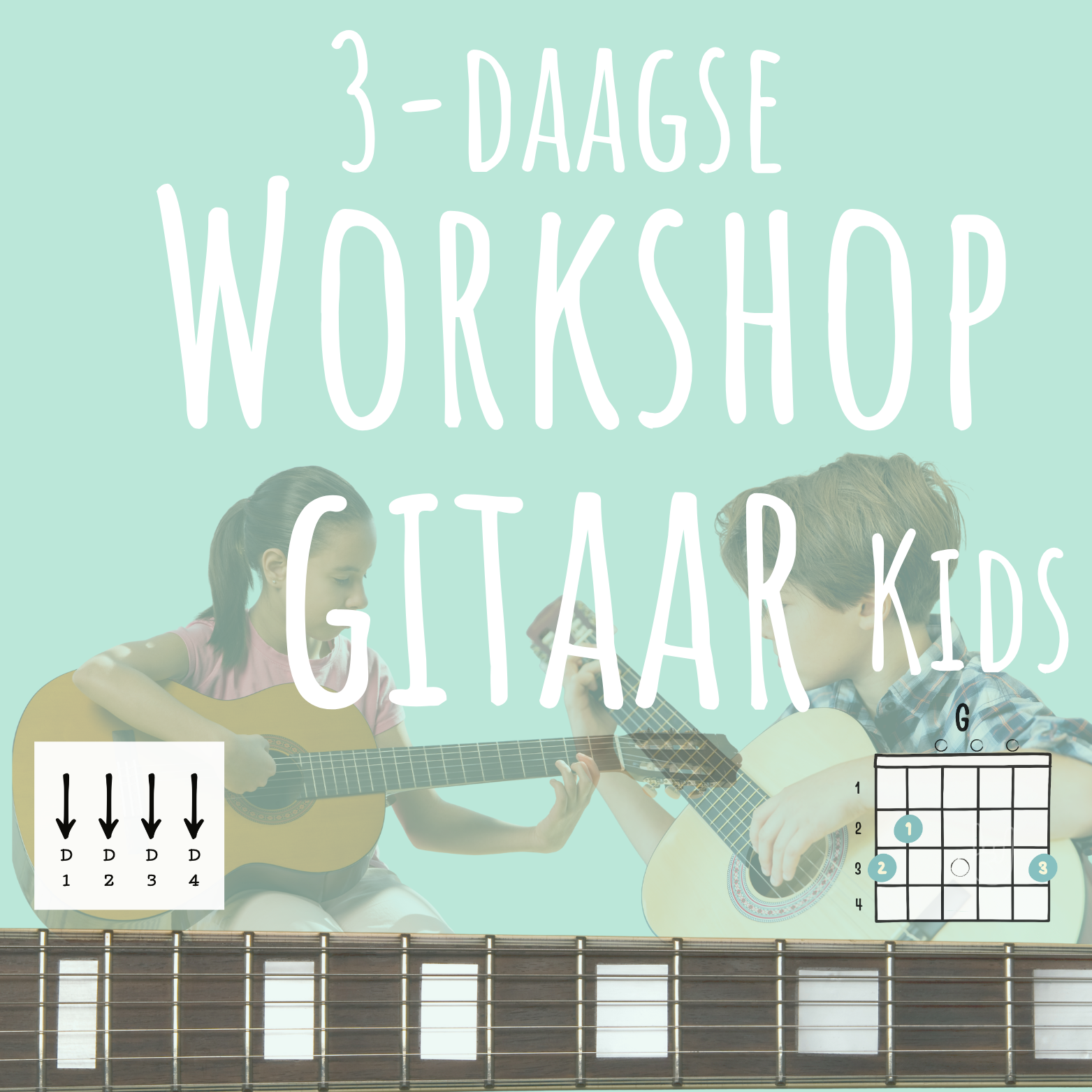 gitaarles voor kinderen, workshop voor kinderen, kids. Leer snel gitaar spelen,