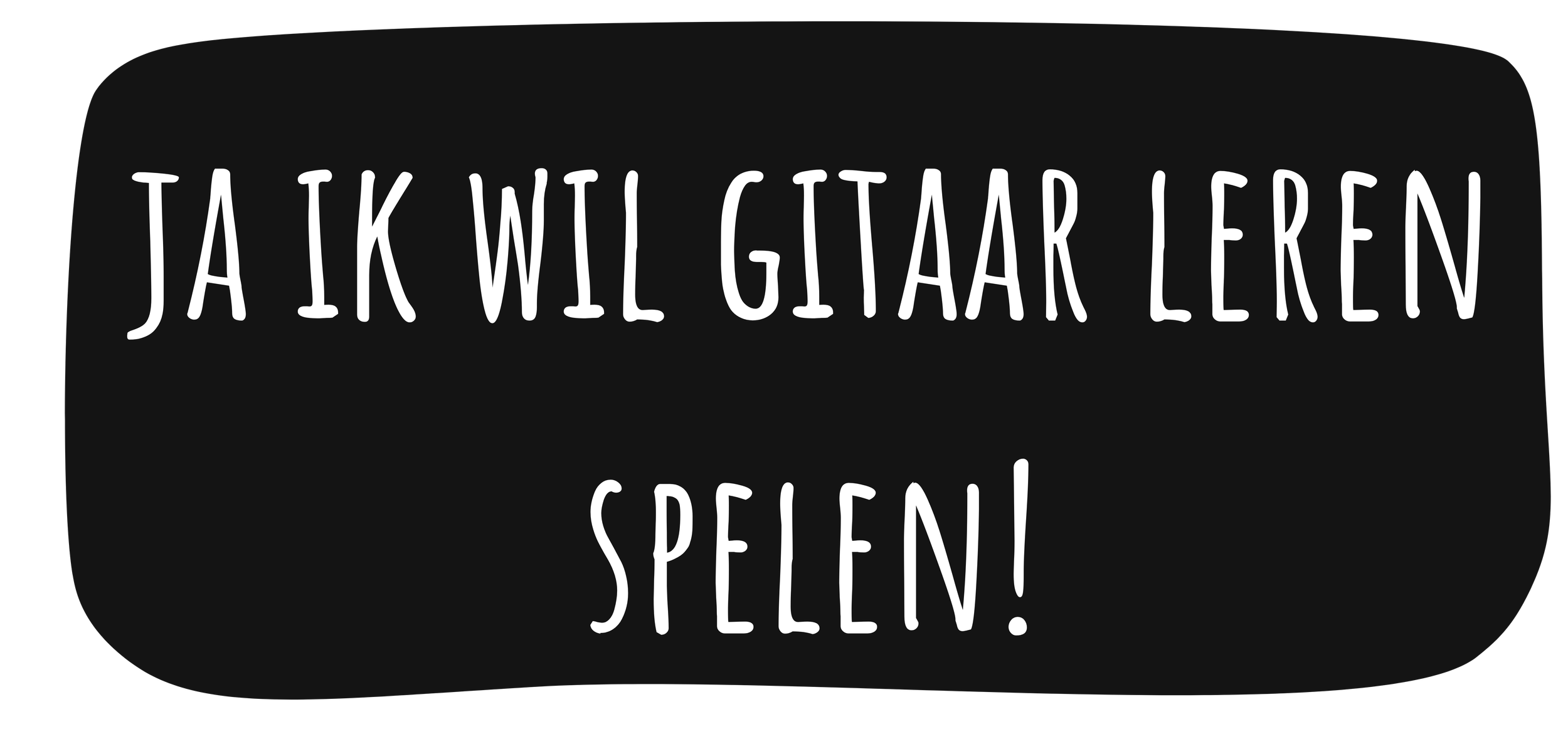 Black background with white text in Dutch that reads "Ja ik wil graag leren spelen!"