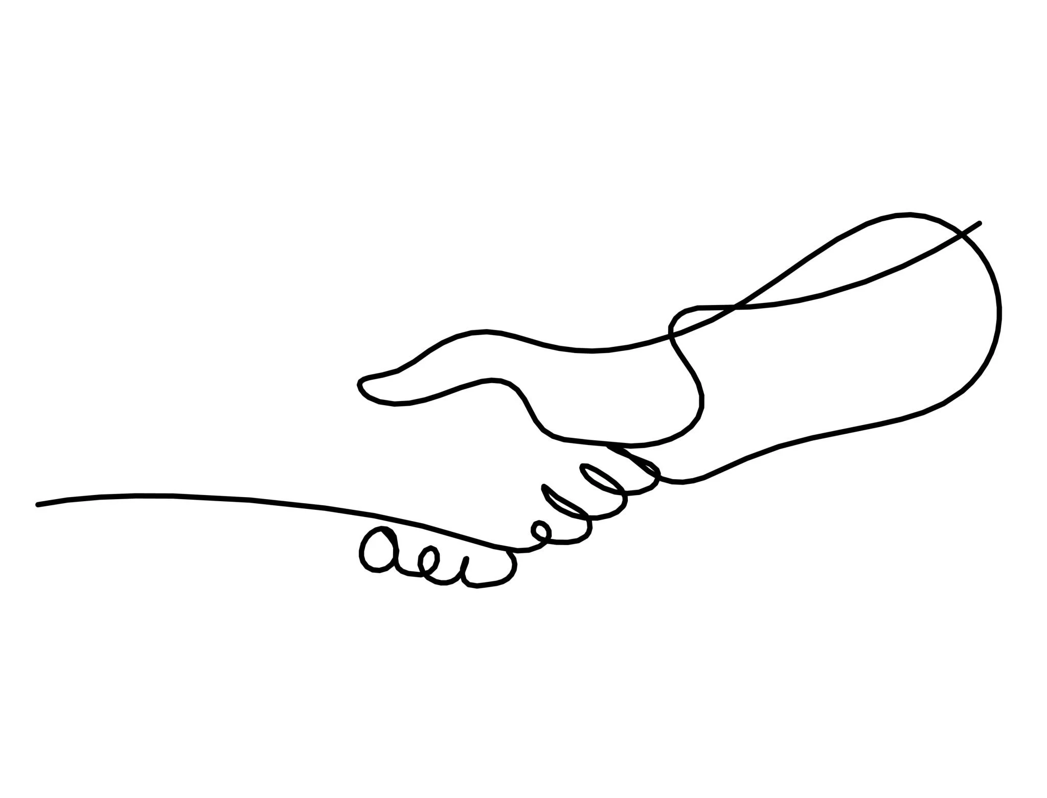 A minimalist line drawing of two hands shaking.