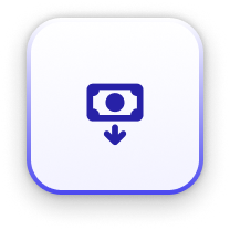 Icon of a dollar bill with a downward arrow, indicating money withdrawal or cash outflow.