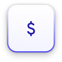 White button with blue dollar sign icon