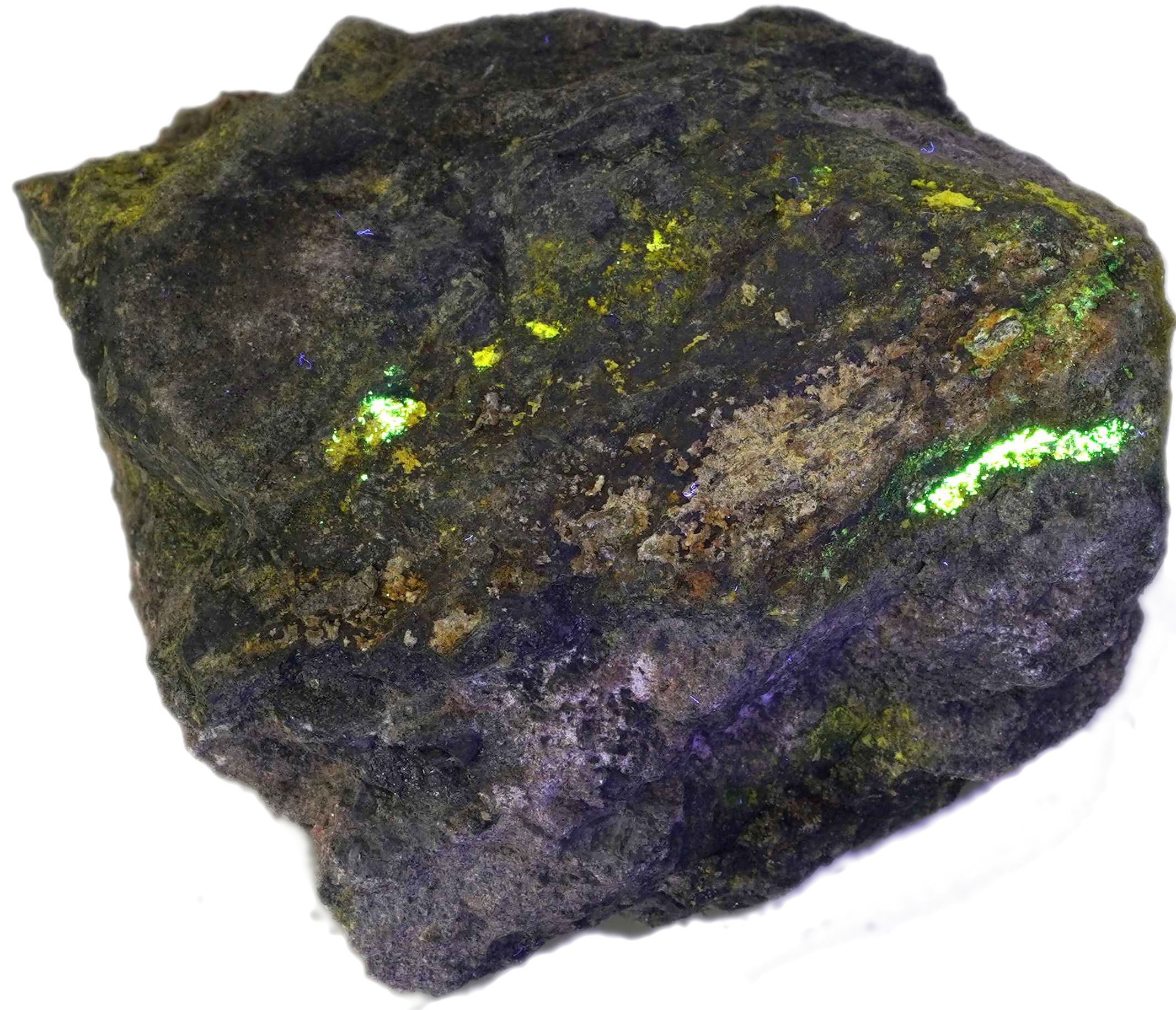 Uraninite with fluorescent veins