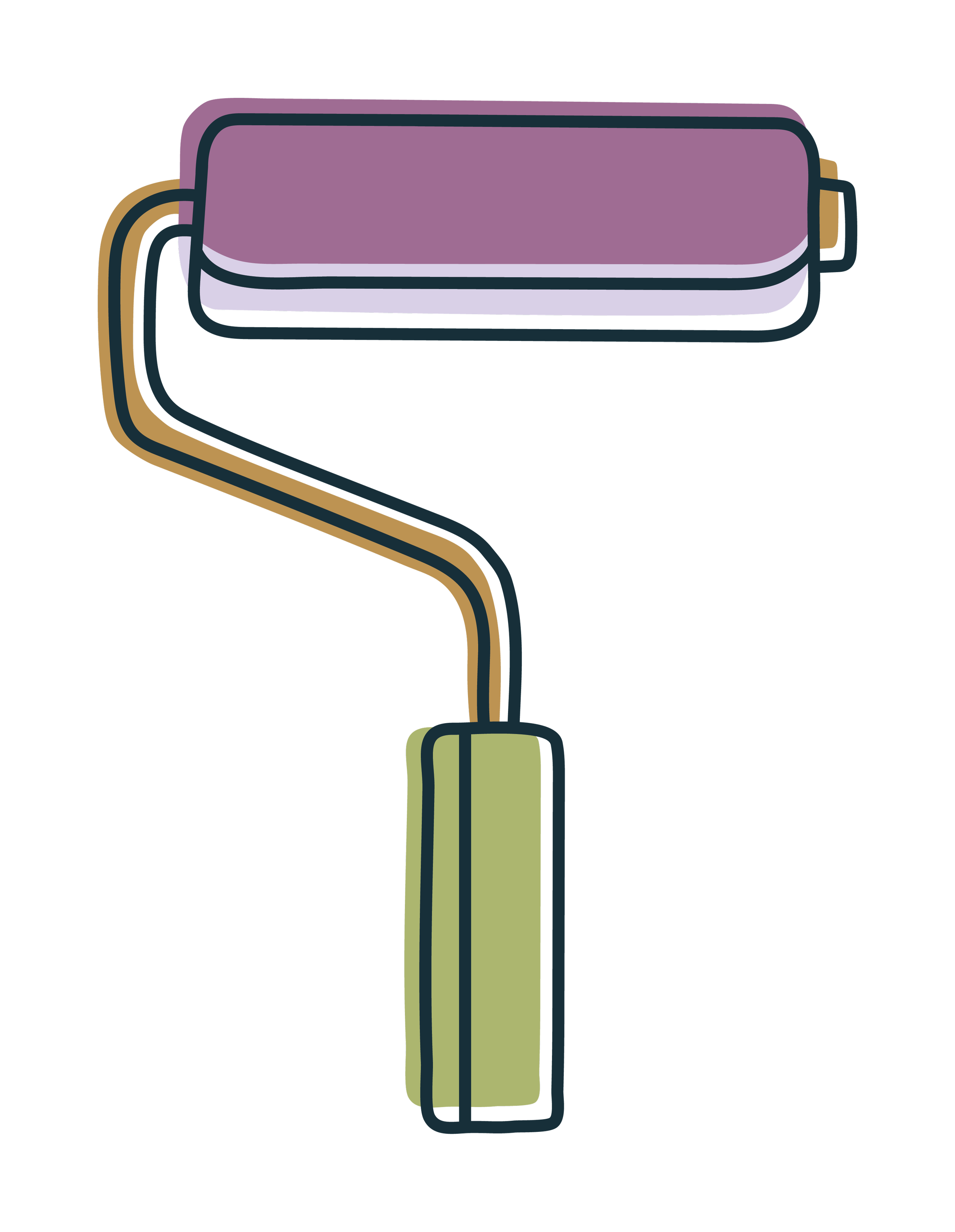 Purple and green paint roller icon representing professional specialty finishes and interior painting in MN.