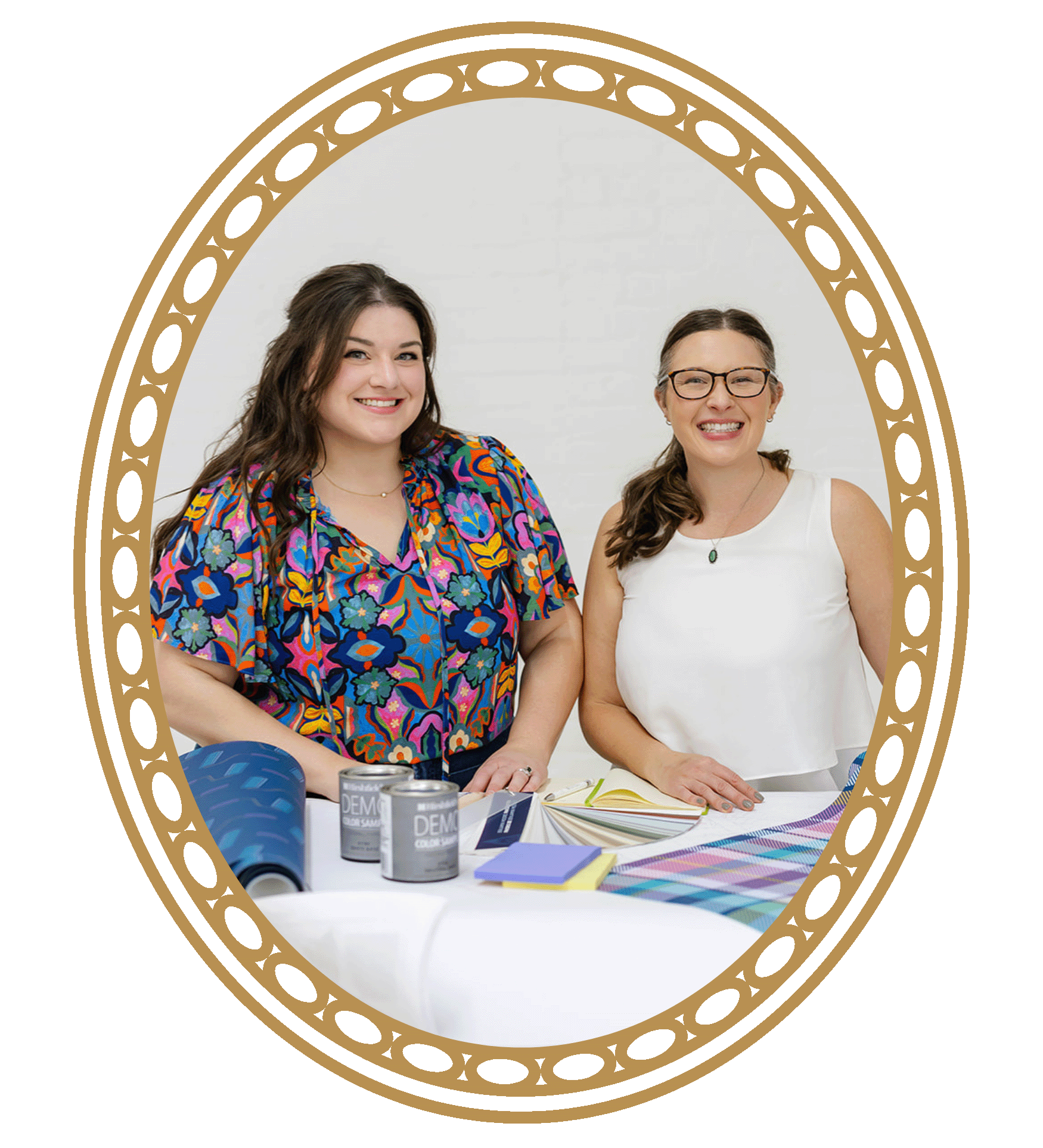 Founders of The List, a women-owned painting company in Minneapolis, MN, featured in a "Queen of Details" decorative frame.