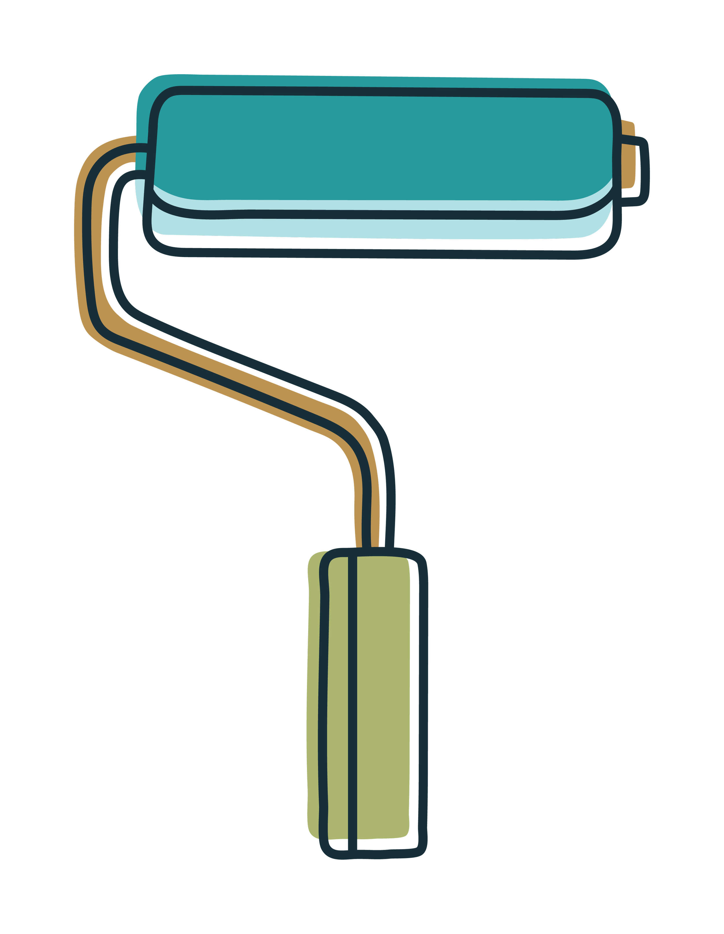 Turquoise paint roller graphic element for The List, a painting company in Minneapolis.