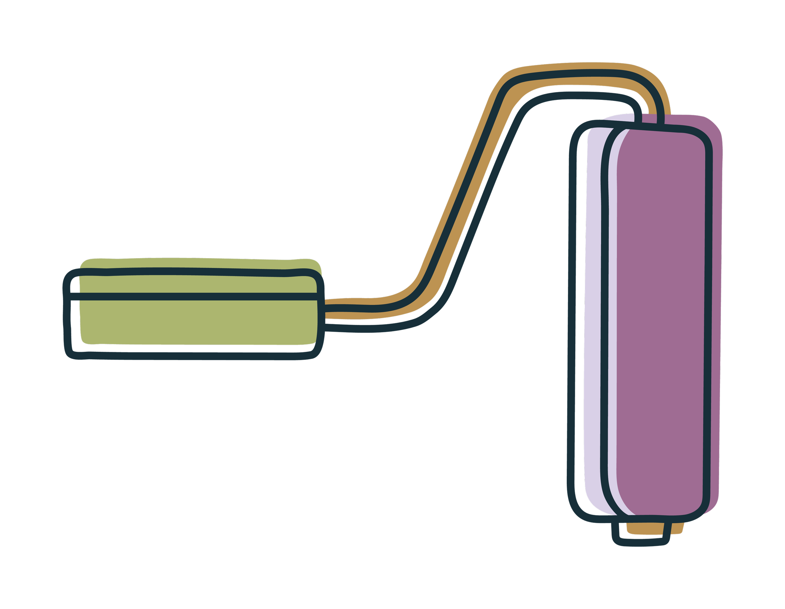 Purple and green paint roller icon for The List, a professional house painting company in Minneapolis.