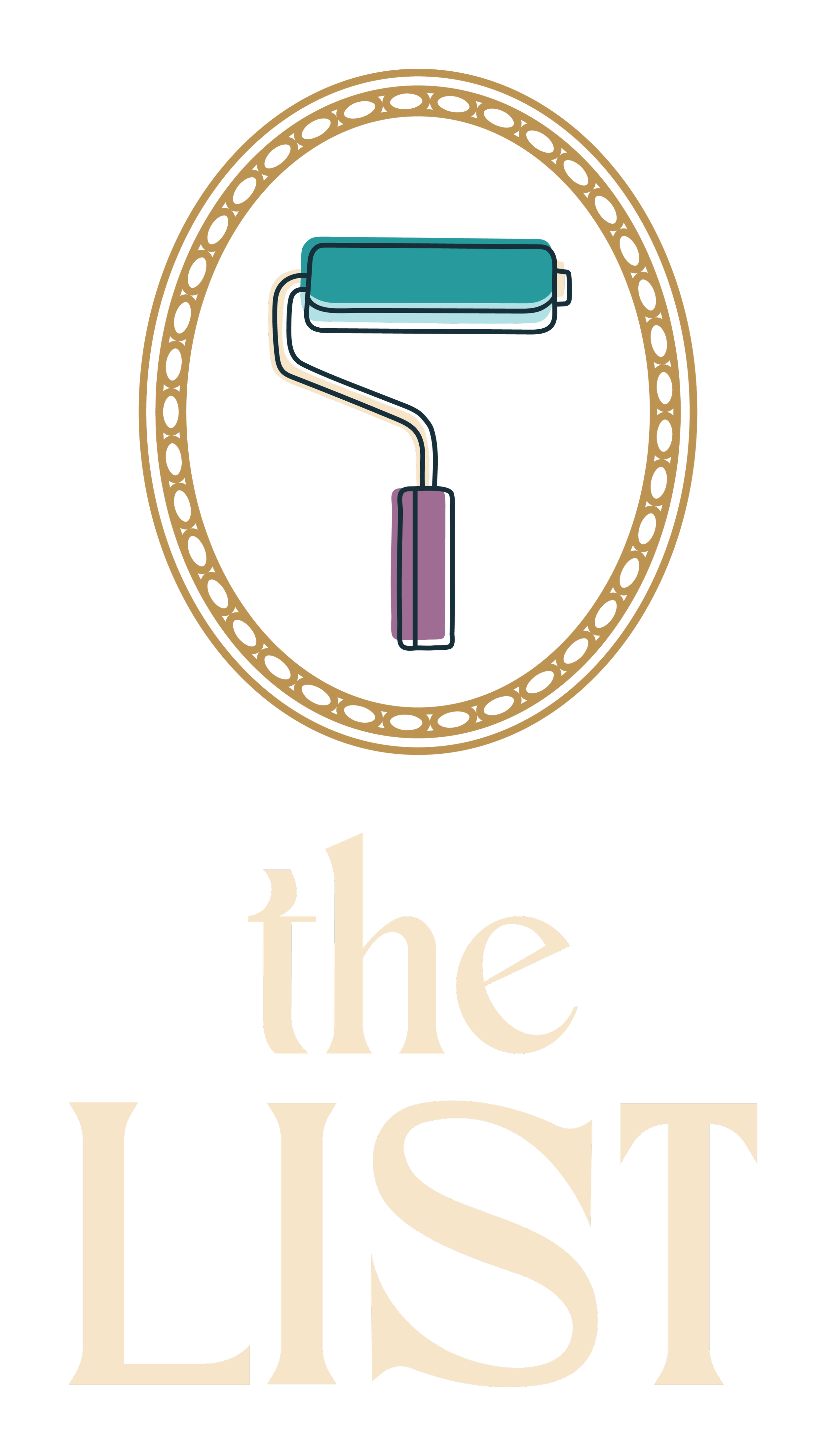 Branded footer element for The List, a premier Minneapolis painting company, featuring a paint roller icon.