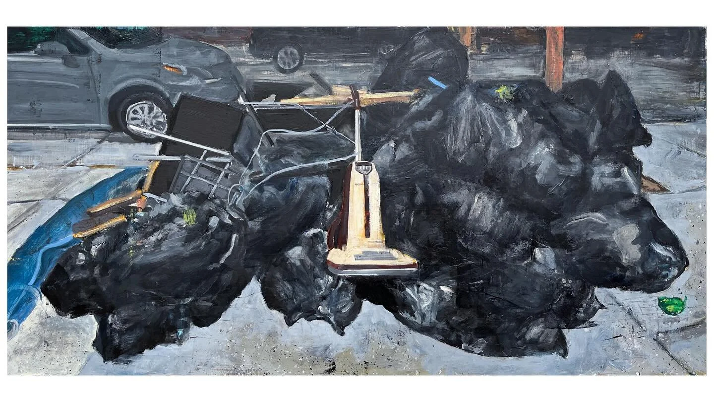 Trash Painting (MoMA&rsquo;s Loading Dock)
Oil on Masonite
2025
24 x 48 1/8 in.