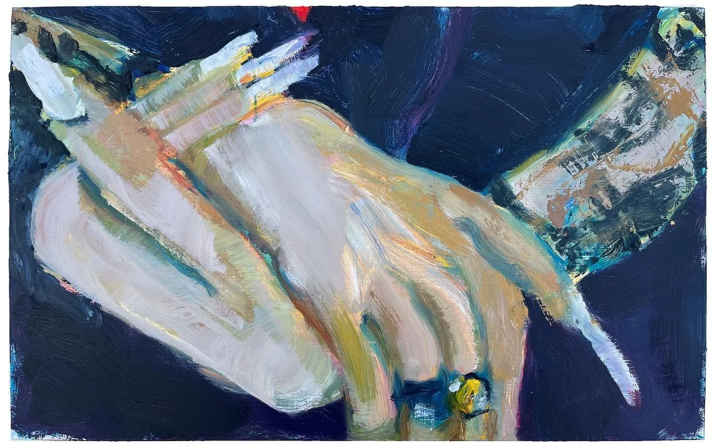 Nina&rsquo;s Cunty Nails
Oil on Masonite 
2024
10&rdquo; x 16&rdquo;
_
Slide for details and Polaroid source image. 
@il.cauboi