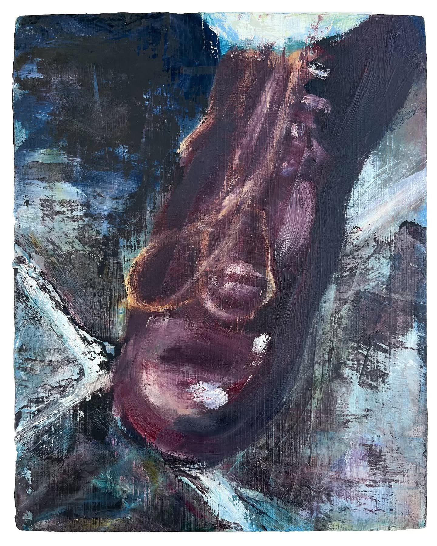 &ldquo;Josh&rsquo;s boots look really worn even though they aren&rsquo;t that old.&rdquo;
Oil on panel
10 x 8 in
2024
_
New painting of @jdrayzen and a quote from @heatherdrayzen Photo taken earlier this year during an opening for a show I curated. 
