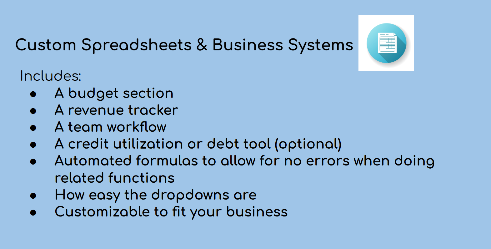 Custom Spreadsheets & Business Systems