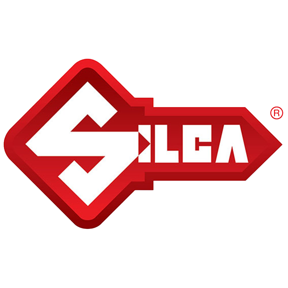 Grafik eines roten Pfeils mit weißem Design, der die Wörter 'SILCA' enthält.