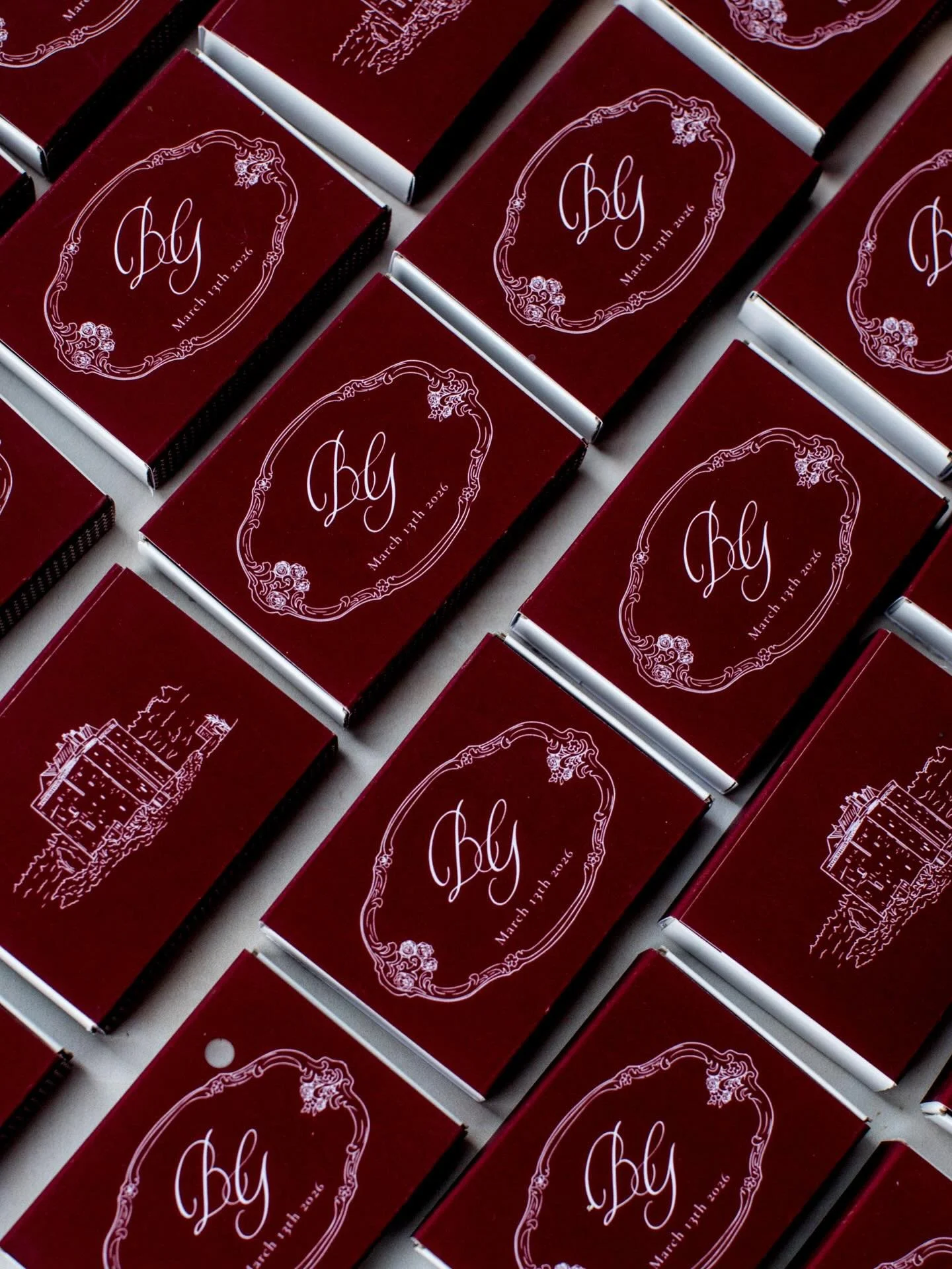 A striking start to the week (I&rsquo;ve been waiting to use that one 🙃)

Custom matchboxes created for B&amp;G&rsquo;s celebration at the glorious Borthwick Castle.

I feel like favours went out of favour (sorry I&rsquo;m really rolling with these 
