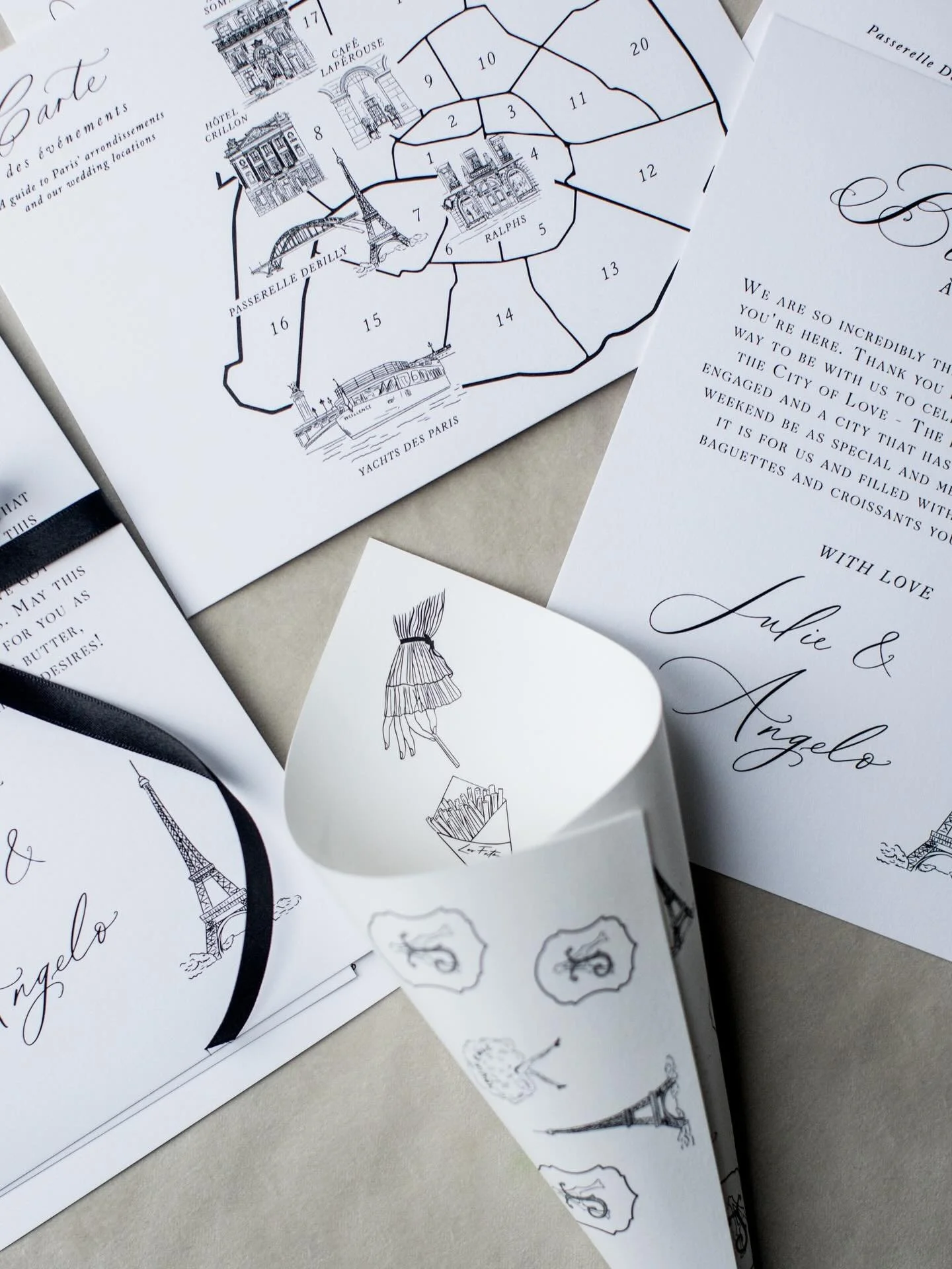 I don&rsquo;t like chips (yes, really even as a little Laura I just don&rsquo;t like potato)
&hellip; but I do like designing chip cones and fun welcome stationery (love a map)  especially when the destination is Paris!

 #bespokestationerydesigner #