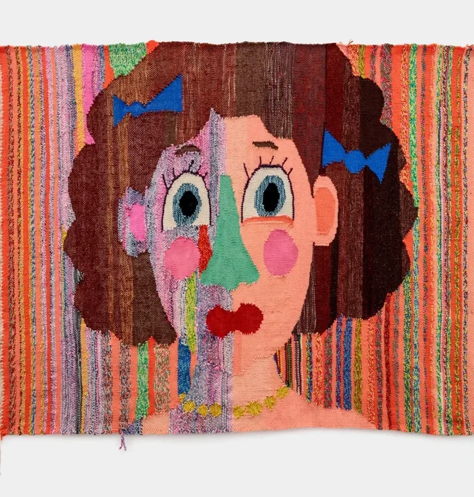 Christina Forrer Born in Zürich, Switzerland, and based in Los Angeles, Forrer makes tapestries that are psychologically charged, but often by means of energetic interaction dynamics suspended in a fraught narrative.  They bring traditional Swiss tex