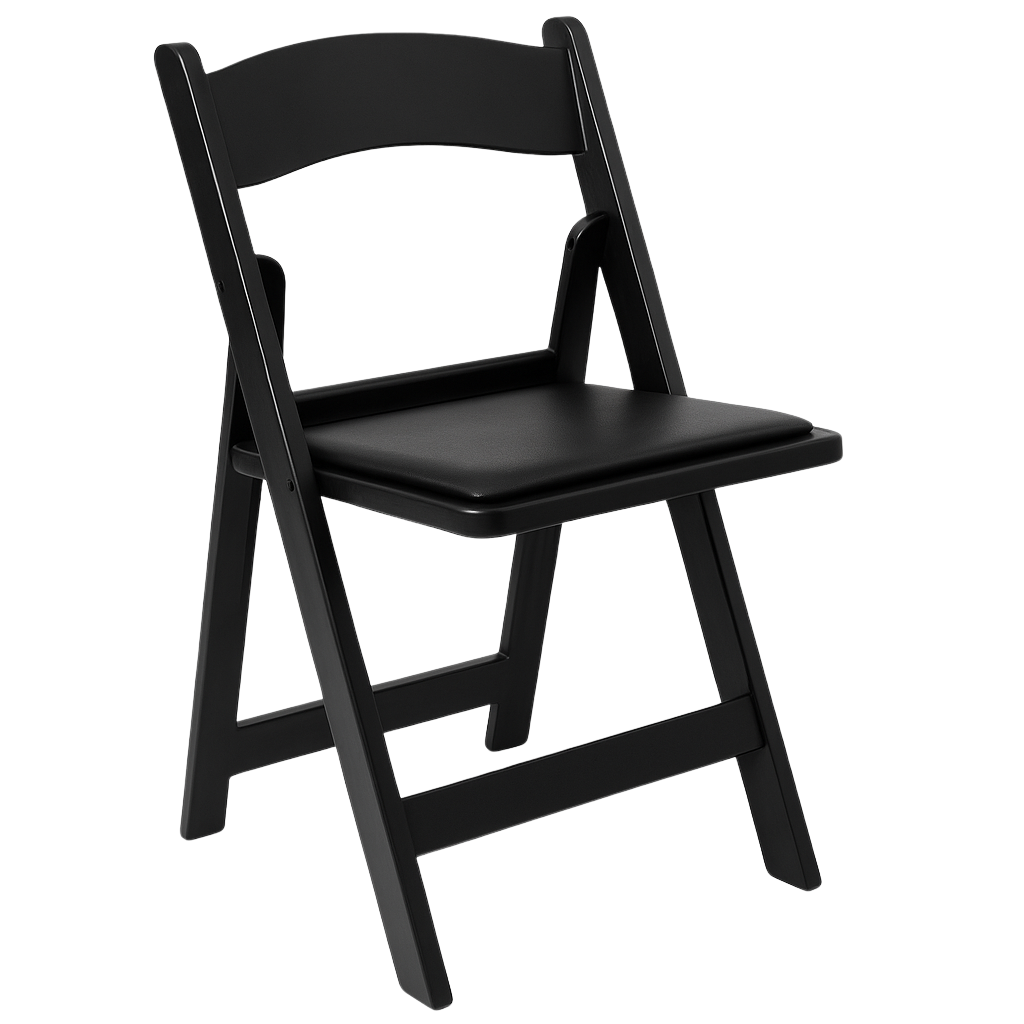 Black Folding Chair with Cushion