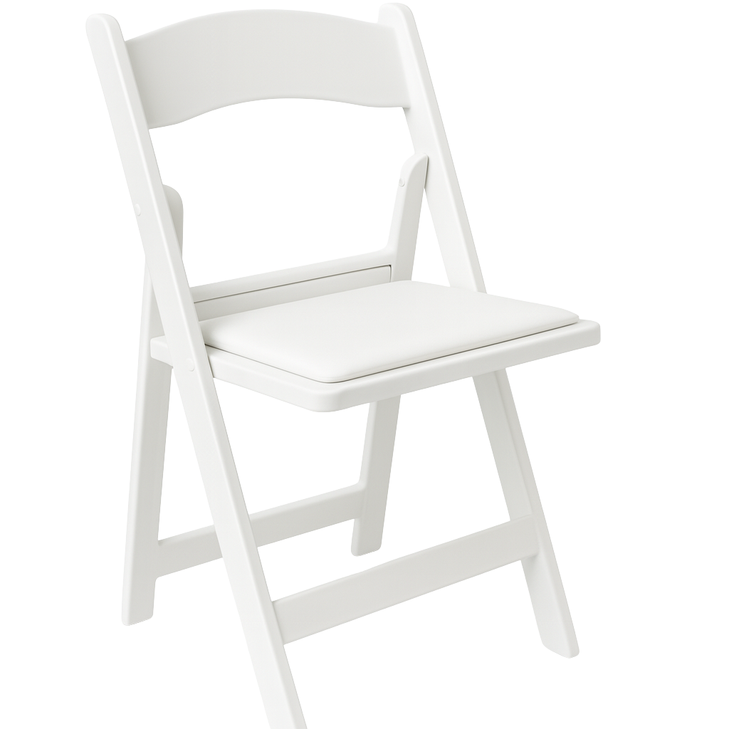 White Folding Chair with Cushion