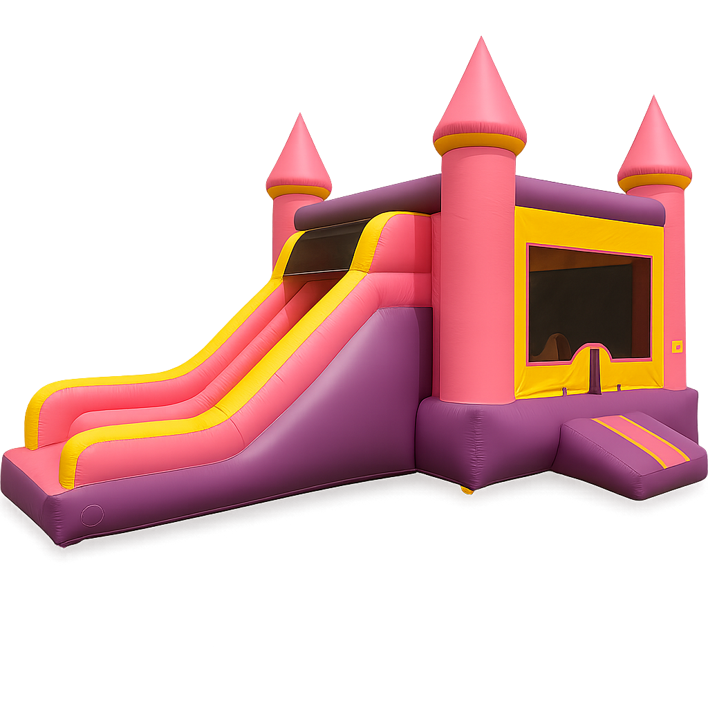 Pink & Purple Castle with Slide  (Optional Pool Attachment)