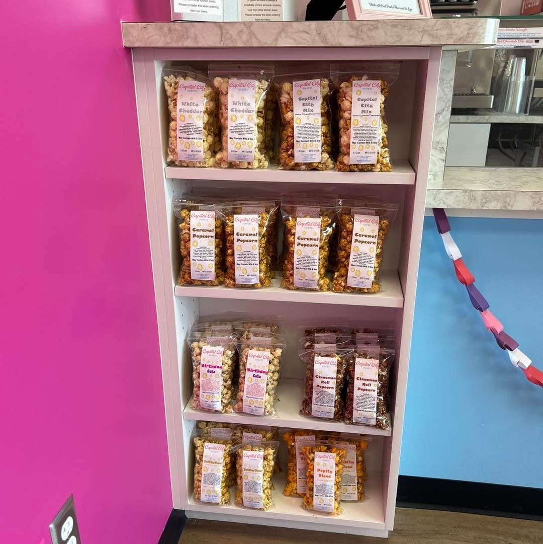 Exciting news! 🍿

We&rsquo;ve partnered with Pop-Ity Popcorn Co to bring even more sweet (and savory) goodness to Capital City Sweets!

From Caramel and White Cheddar to Birthday Cake and Cinnamon Roll, we&rsquo;ve got a variety of flavors ready for