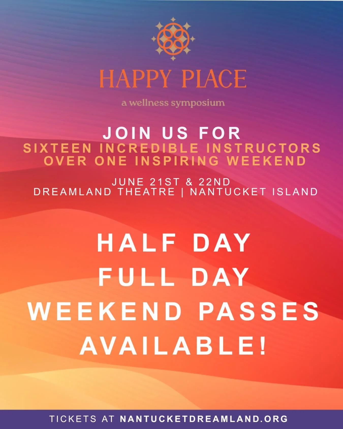 Ready To Kick Off Summer In a HAPPY PLACE state of mind? We are too!

And we can&rsquo;t wait to welcome you to @nantucketdreamland this weekend for two days filled with movement, mindfulness and meaningful connections 🧡🫶☀️🐋🙏🧘&zwj;♀️

We have FI