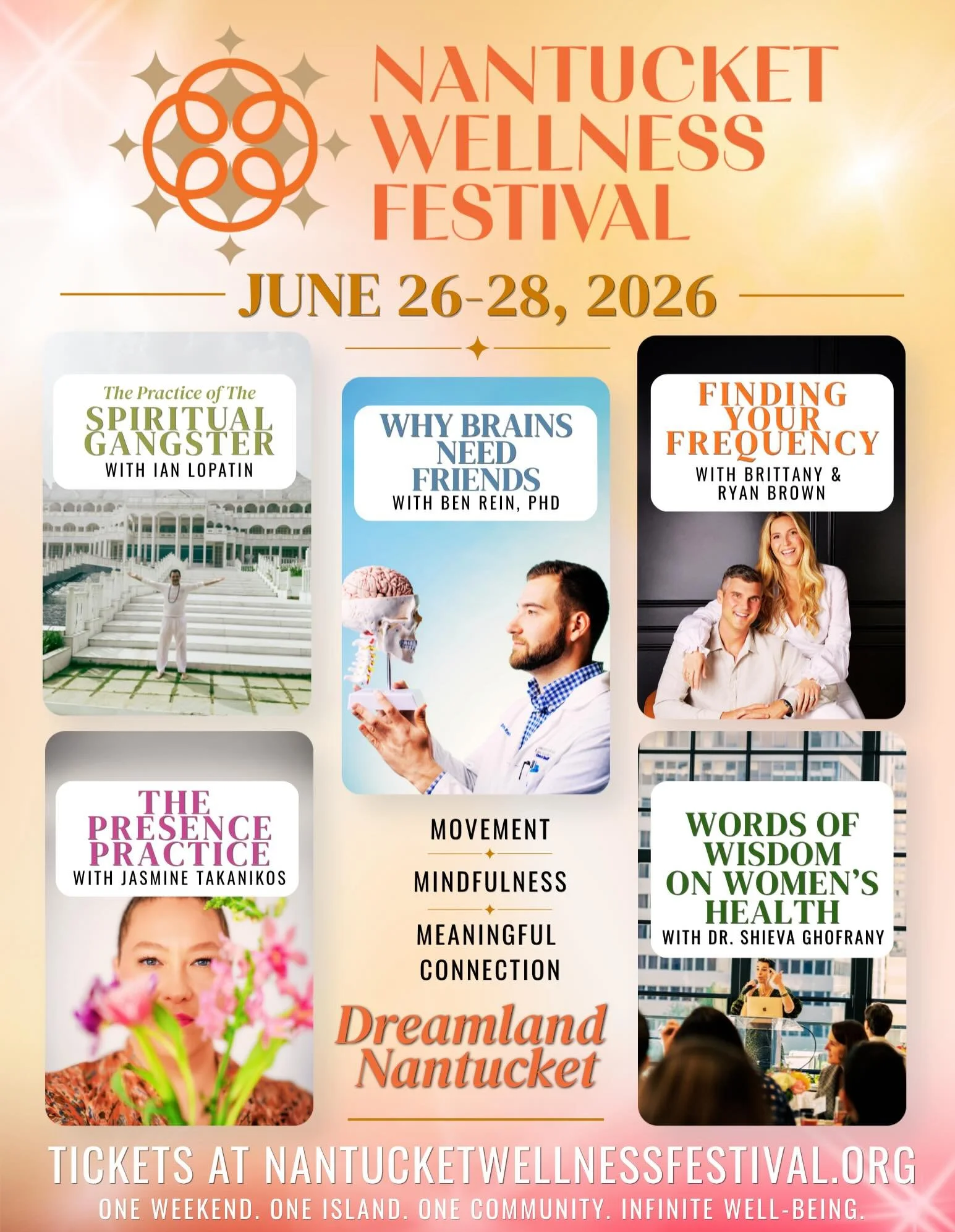 We are officially just FIVE WEEKS AWAY from the @nantucket_wellness_festival &hellip; and we have FIVE incredible offerings we want on your radar&hellip; swipe right!

☀️🌿🧠✨🤍

Come learn from some of the leading wellness voices, teachers, doctors,