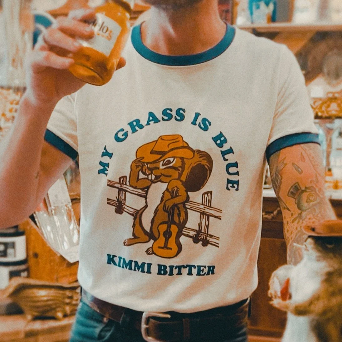 My Grass is Blue Ringer Tee