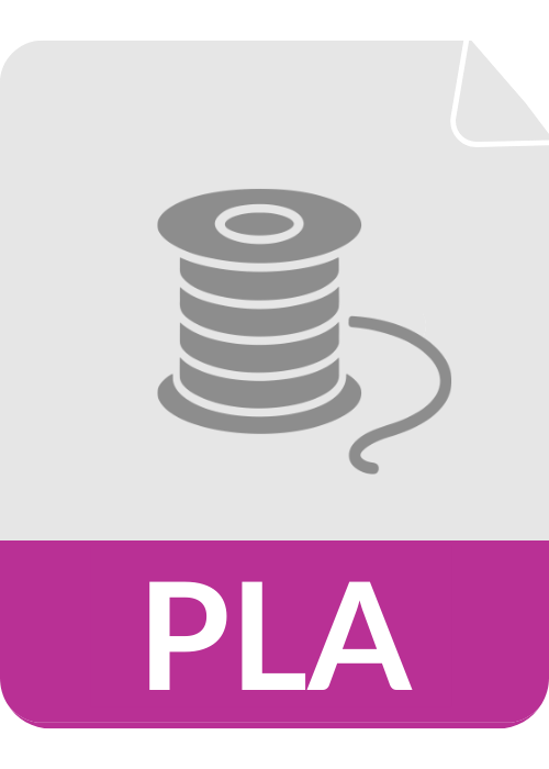 Icon of a spool of filament for 3D printing with the label 'PLA' at the bottom.