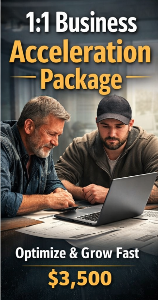 Newly built wooden porch with railing attached to a house, overlooking a green backyard with neighboring houses in distance, under partly cloudy sky.