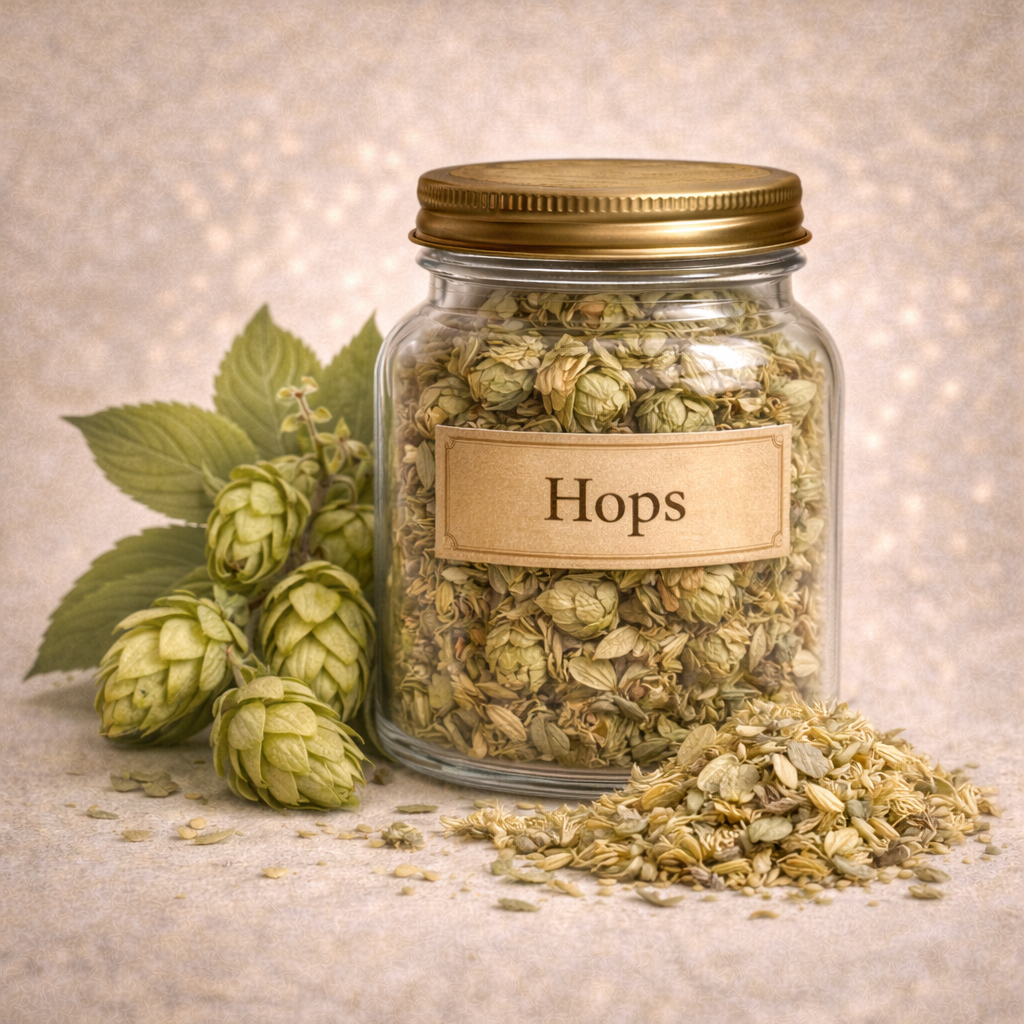 Premium Dried Hops in Glass Jar