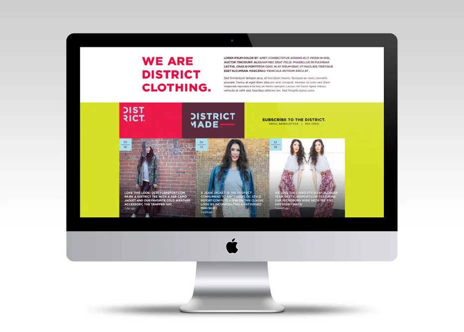 district clothing website design e-commerce