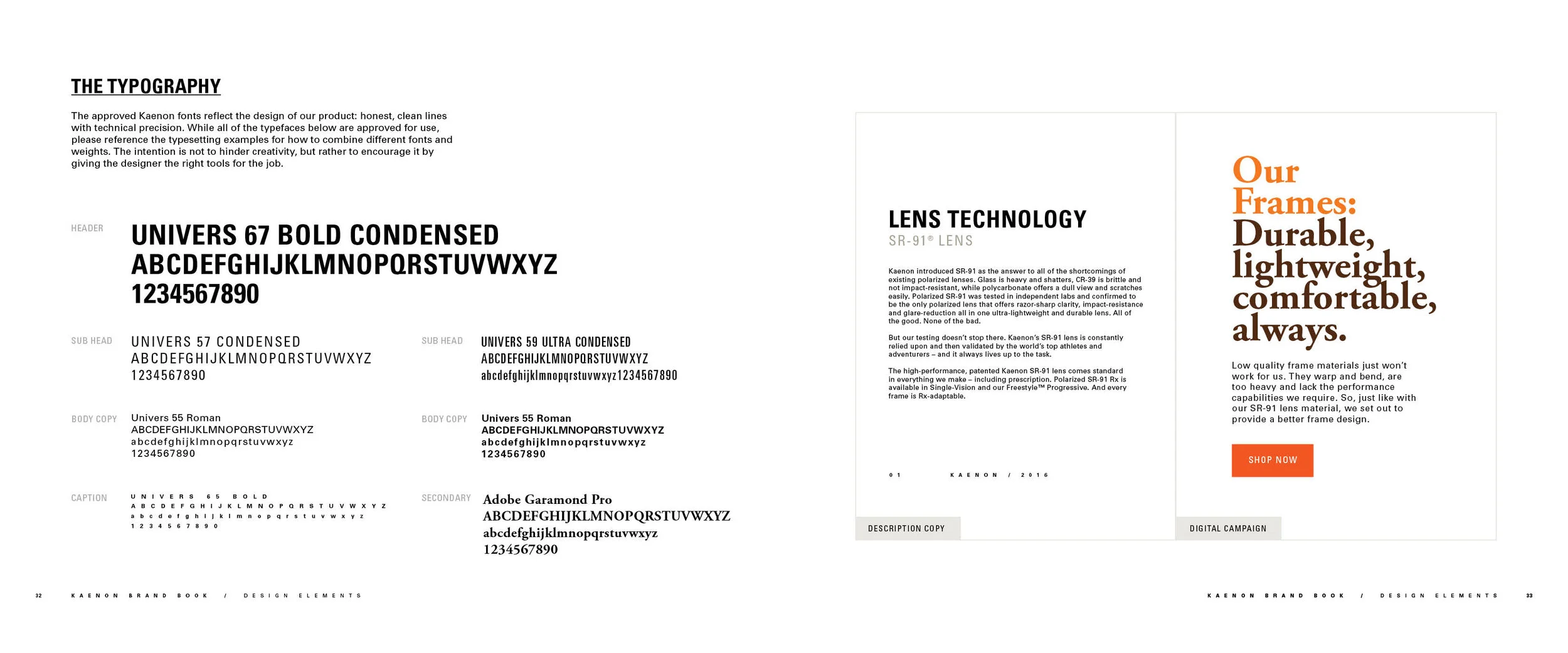 Kaenon brand book, graphic guidelines