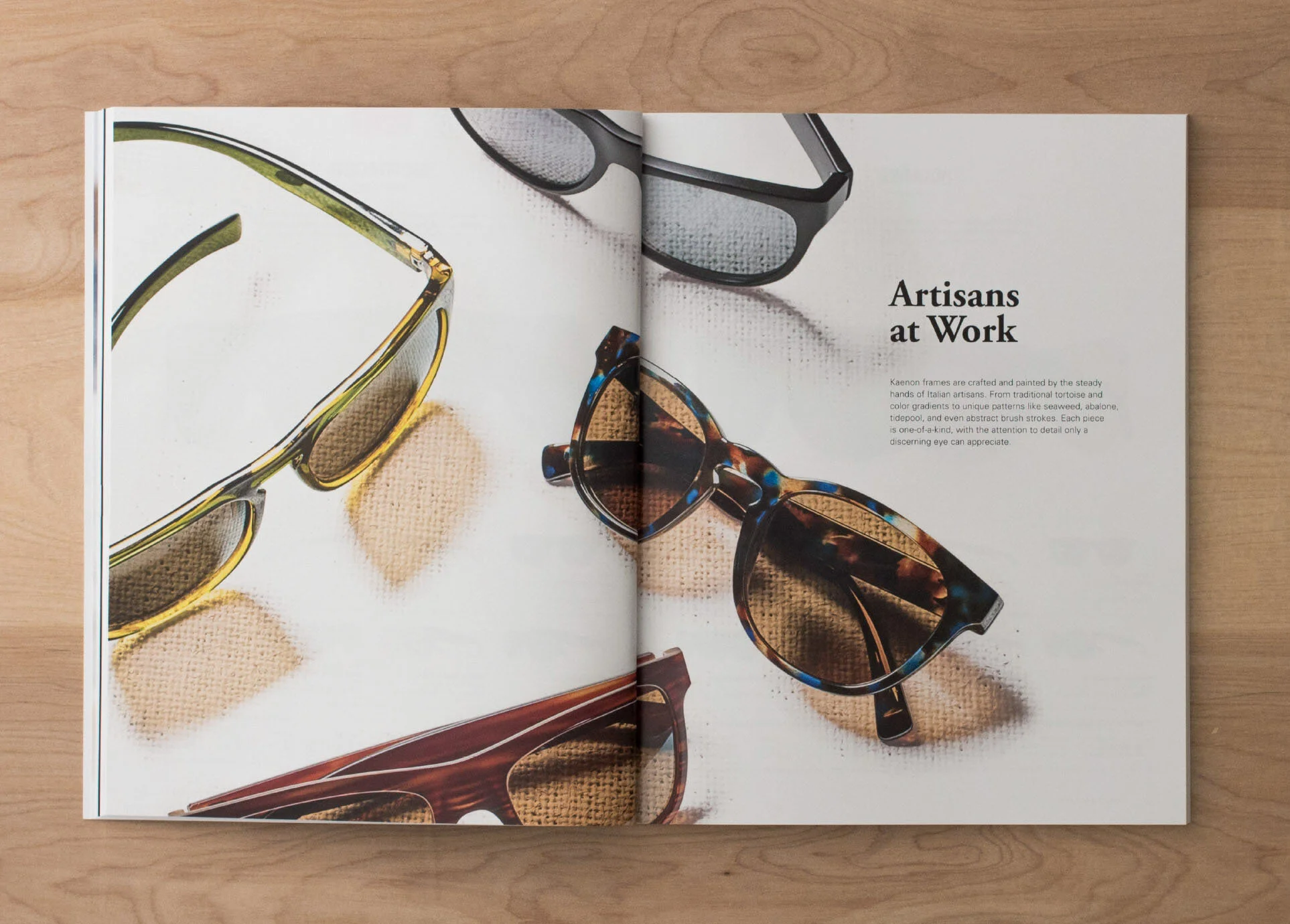 Kaenon sunglasses catalog editorial design