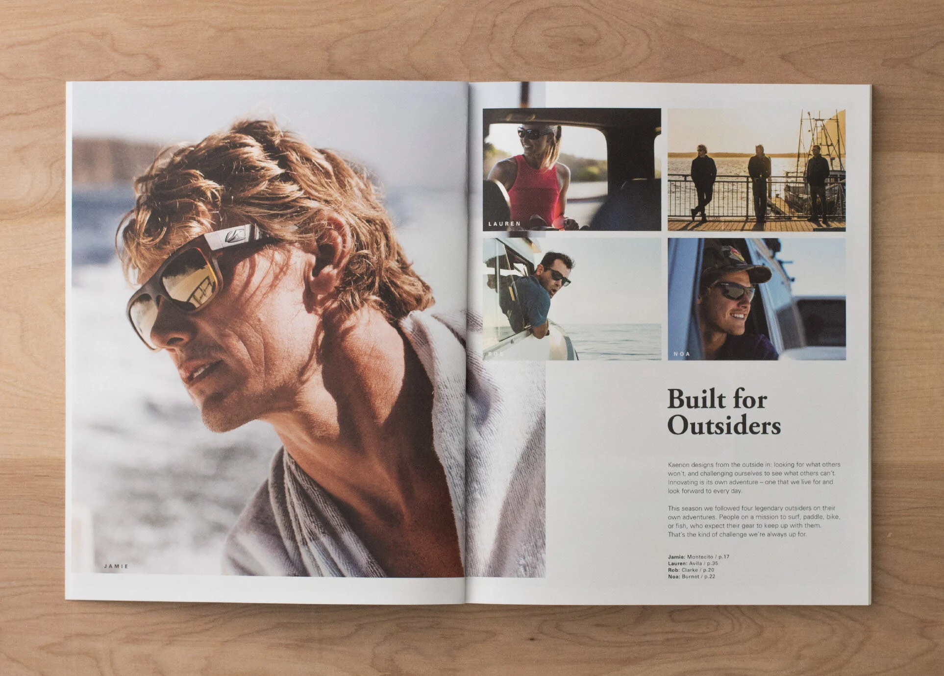 Kaenon sunglasses catalog editorial design