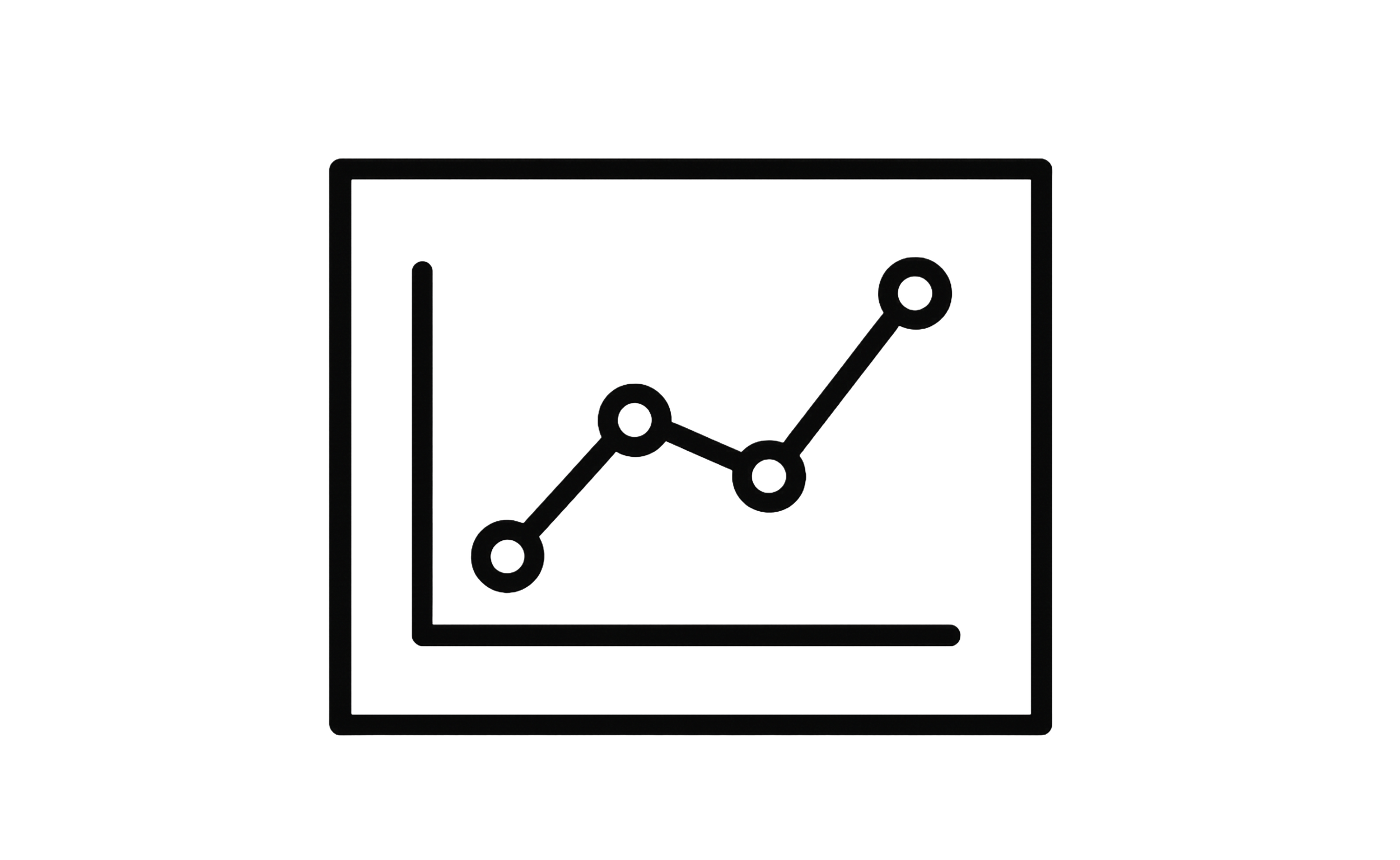 A digital screen displaying a black line graph with four data points connected by lines.