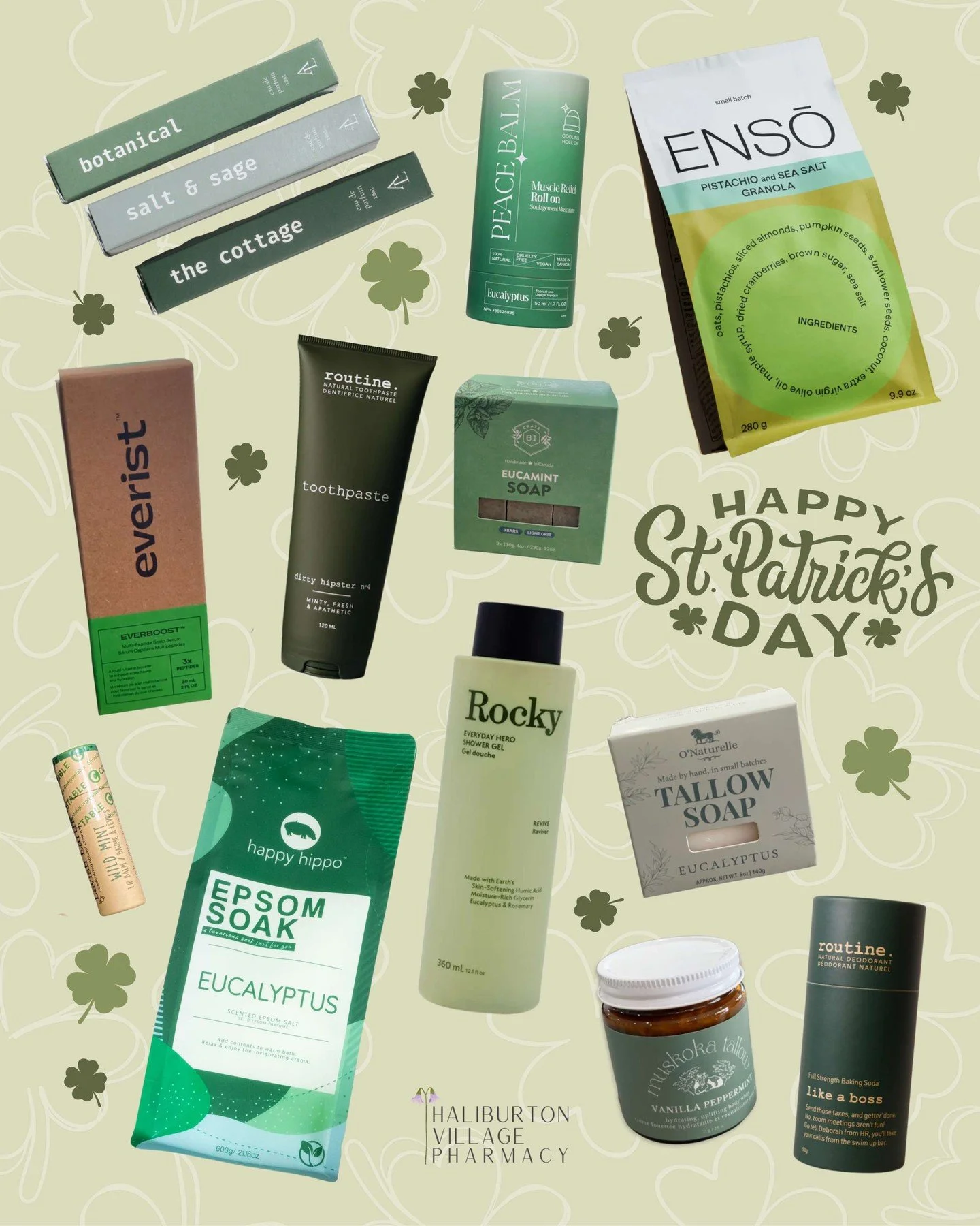 Happy St Patrick&rsquo;s Day from some of our green giftware favourites! 🇨🇦🌈🍀✨

@albenlanecandleco
@thepeacelabs
@enso_granola
@helloeverist
@routinecream
@crate61organics
@lavish_earth_canada
@happyhippobathco
@rockymountainsoapco
@onaturelle_co