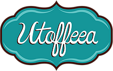 Utoffeaa logo with stylized text inside a decorative teal frame