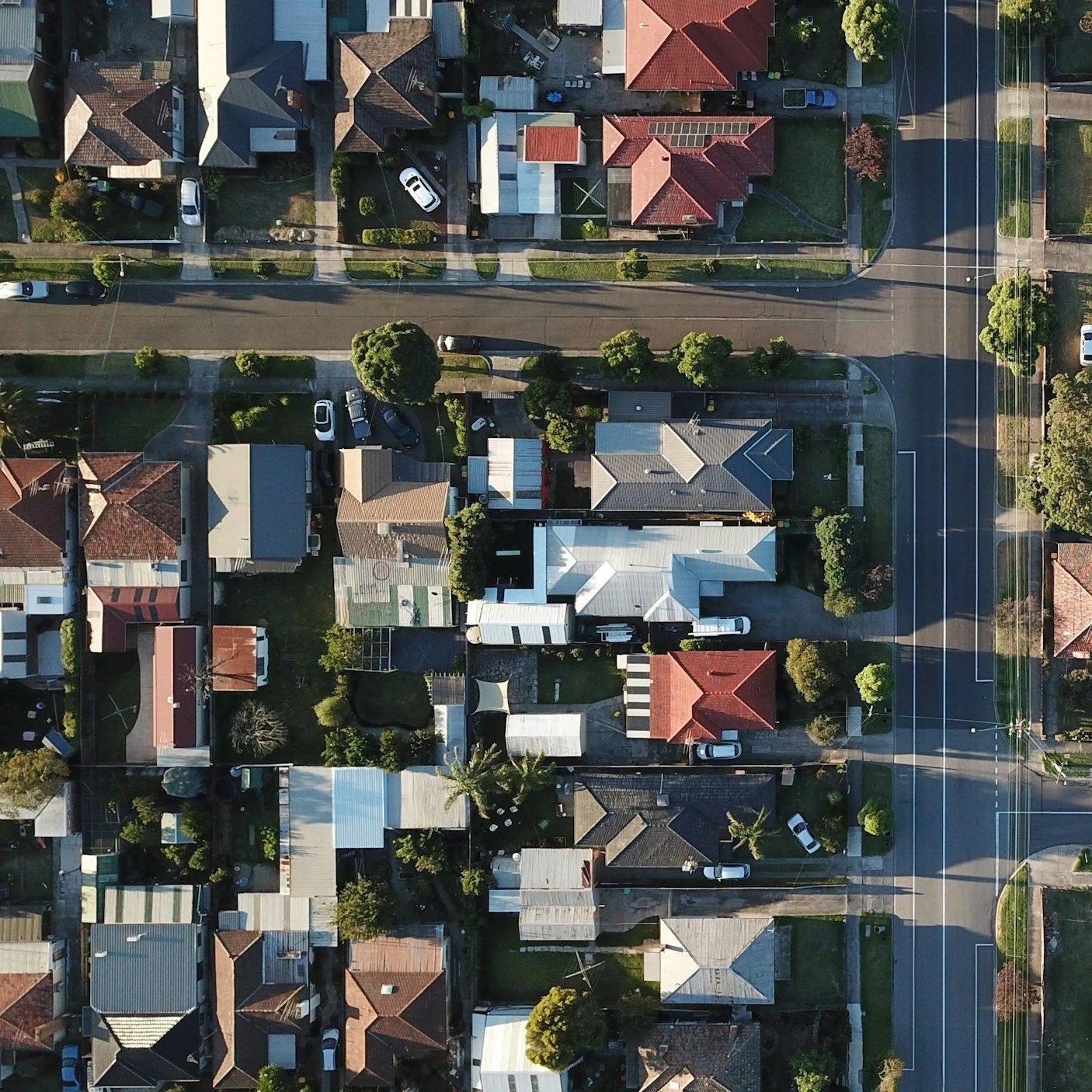 Ariel shot of a neighborhood of single-family homes in Denton County.