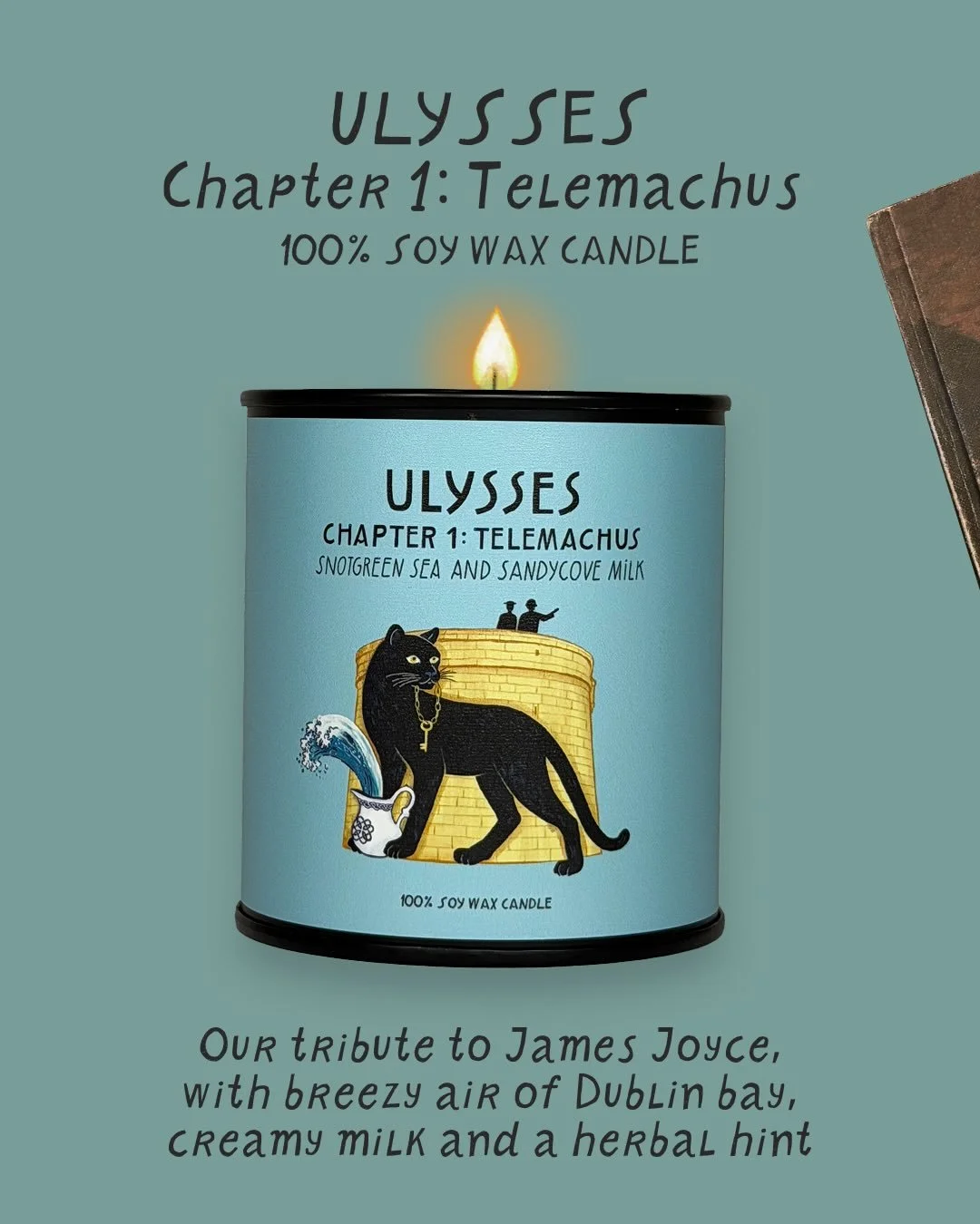 Happy Bloomsday! What a day to introduce our Ulysses candle😉 This year we released the candle for chapter 1: Telemachus, that starts on top of Sandycove Martello tower and smells of snotgreen sea and Sandycove milk with a little herbal hint. A great