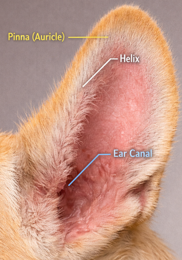 External Dog Ear Anatomy Labeled