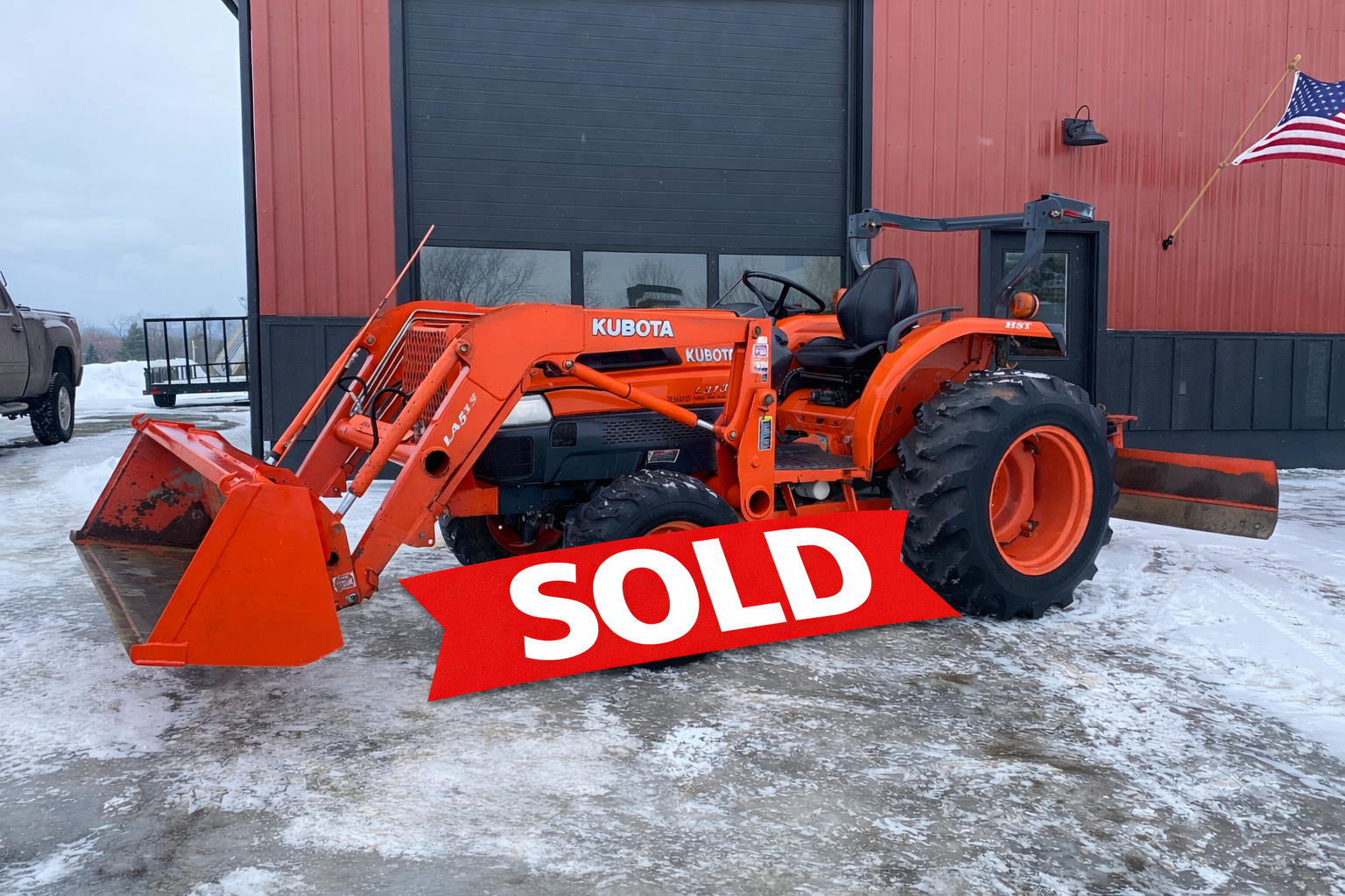 2003 Kubota L3130 Grand L 4X4 Hydrostatic Tractor W/ 7FT Hawkline 6-way Rear Plow