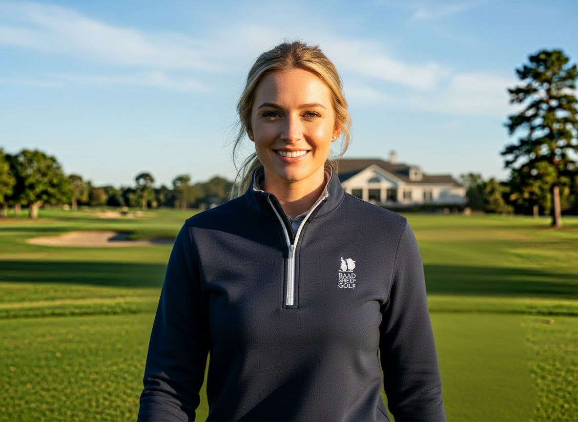 Firefly_Gemini Flash_generate a product image of  female golfer wearing the pull over, walking into the go 761979.png